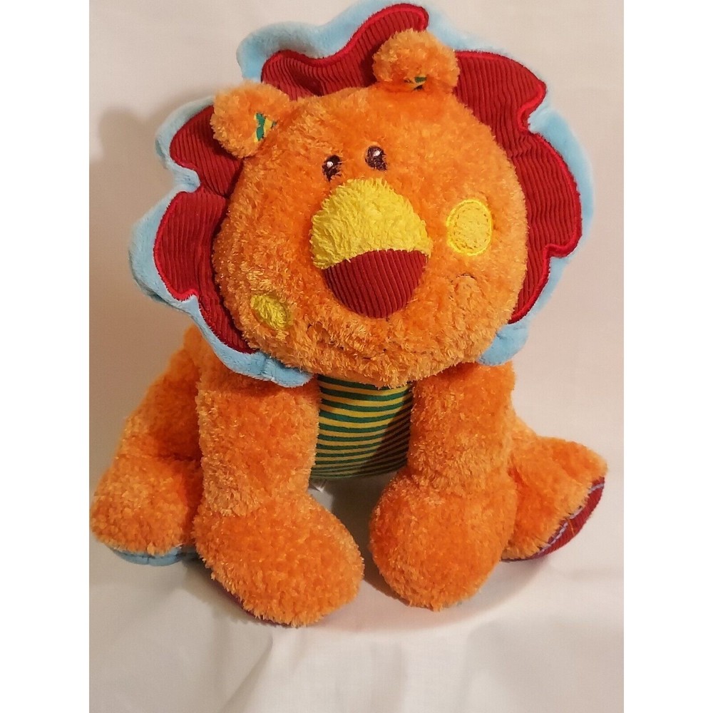 Mary Meyer Orange Fuzzy Yellow Nose Lion Corduroy Weighted Stuffed Animal Plush